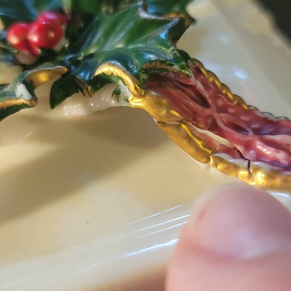 Vintage Ceramic Christmas Trinket Box, Planter, Candy Dish, Votive Candle Holder - Picture 6 of 9